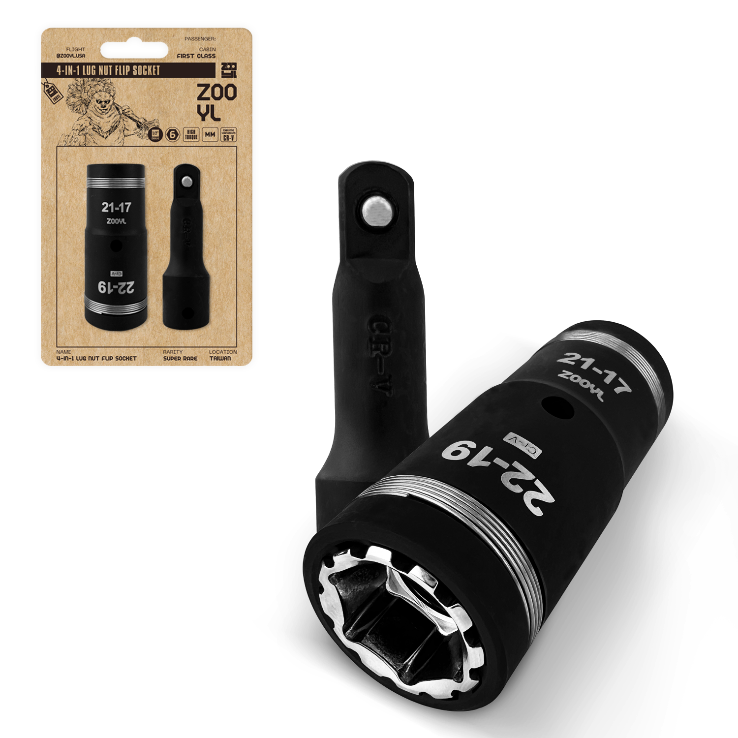 4-In-1 Lug Nut Flip Socket Set