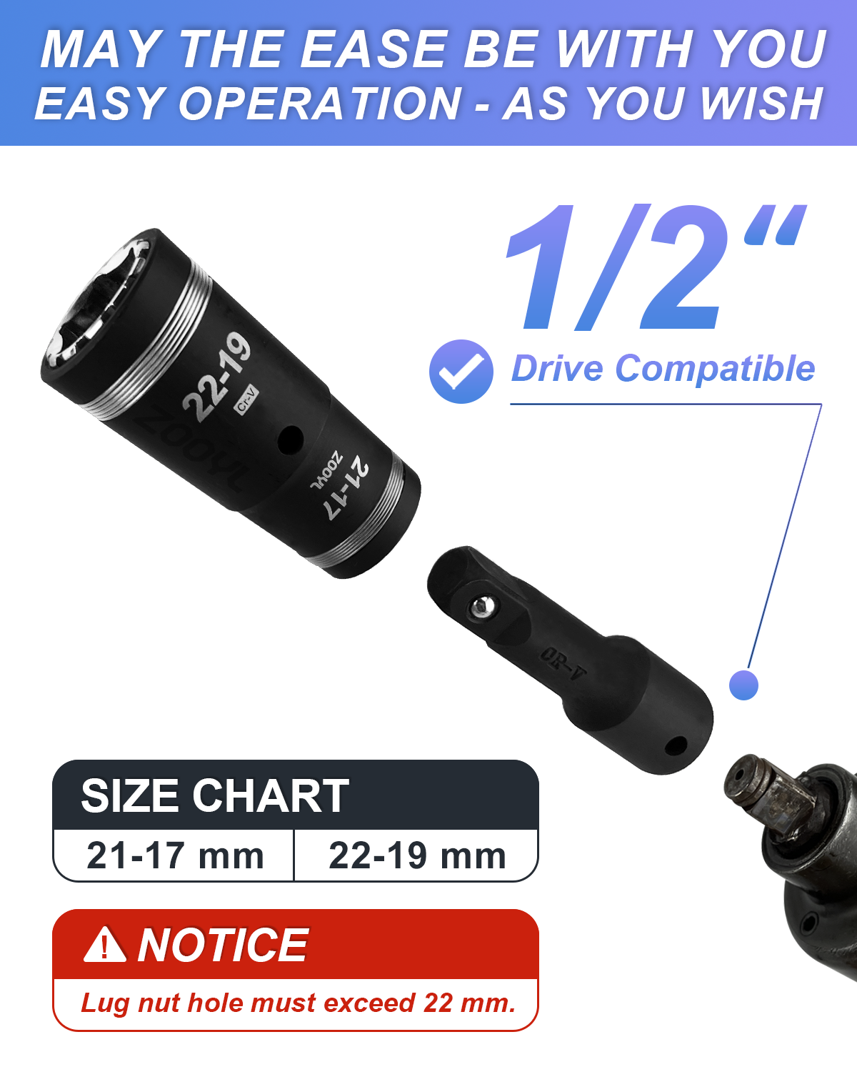 4-In-1 Lug Nut Flip Socket Set