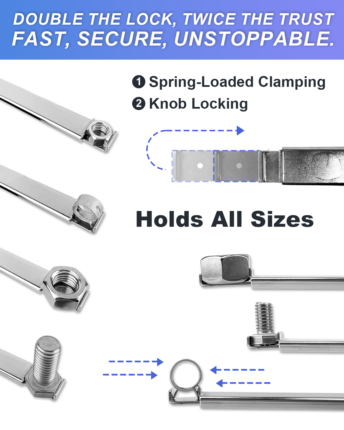 Spring-Loaded Extension Clamps Tri-Pack